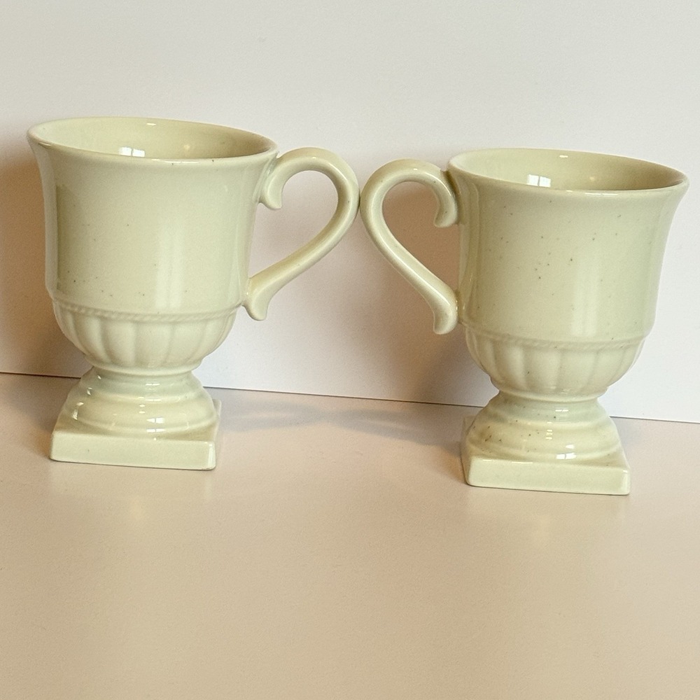 Wedgwood English Terrace‎ Stone Mug Set 2 Pedestal Footed Stoneware 1999